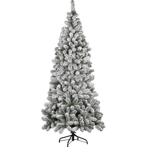 Albero di natale innevato Slim "Kenya" in PVC + Flock Bianco per dimensioni ridotte -210 cm (1/3)