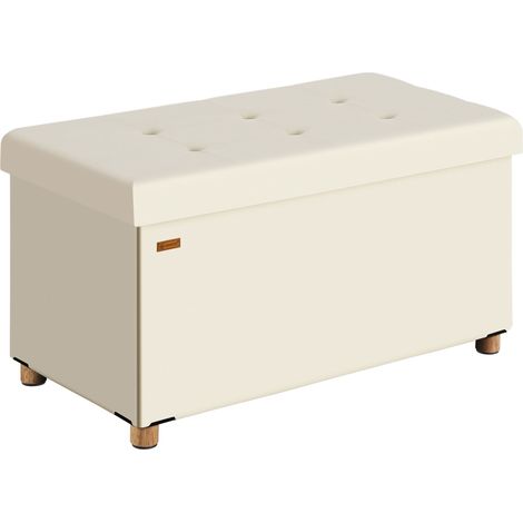 CASARIA® Banc de rangement en velours 76 x 38 x 42 cm Siège Coffre de rangement pliable 100 L salon chambre couloir Beige M (de)