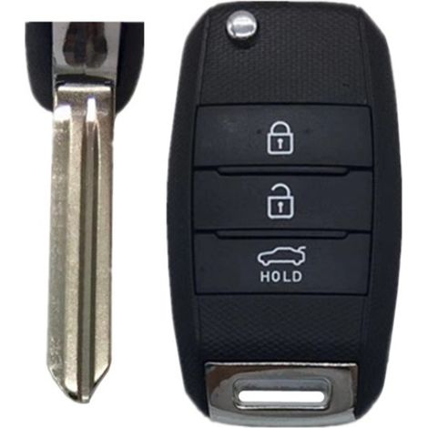 Boîtier de remplacement pour clé de voiture Hyundai Kia à 3 boutons (lame rainurée à droite) (1/5)