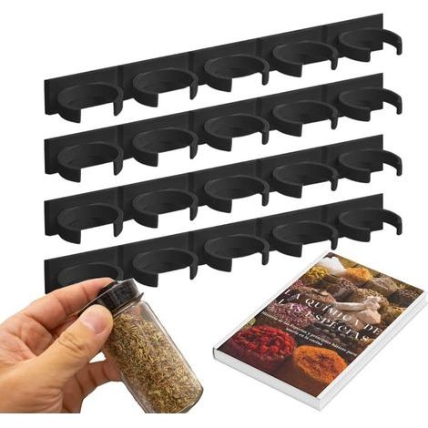 Étagère à épices pour cuisine, étagère à épices pour étagère, organisateur d'armoires et tiroirs, rangement pour 20 pots (noir) (1/3)