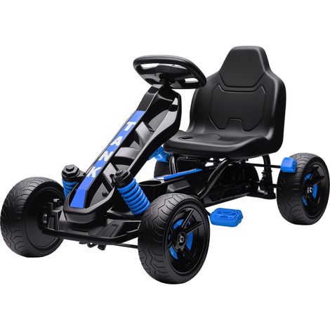 Kart avec pédales, bleu, pour maison et usage quotidien, voiture à pédales pour enfants avec frein, 3 à 6 ans, châssis métallique