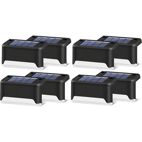 Solar-LED-Treppenlicht für draußen, schwarzes Gehäuse, warmes Licht, 8er-Pack [Energieklasse A]