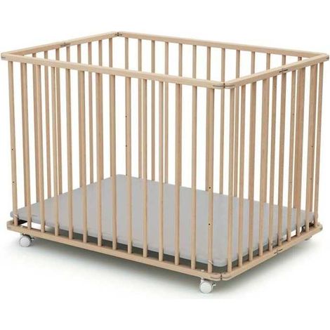 Parc pliant rectangulaire - WEBABY - CALI - 70 x 100 cm - Jusqu'a 24 mois - Hetre brut