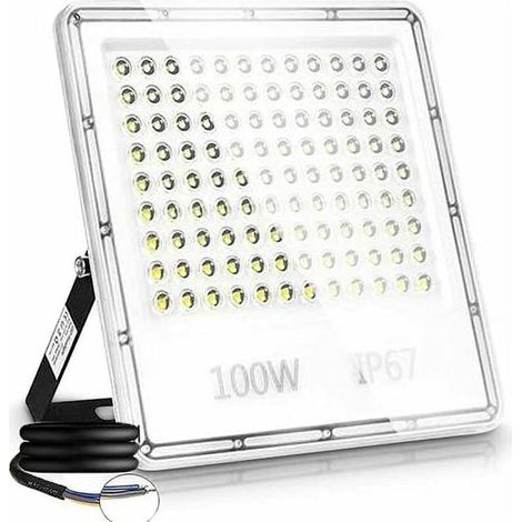 100W Projecteur Led Extérieur Puissant, 6500K 10000 Lm Éclairage De Sécurité Extérieur, Ip67 Imperméable Luminaire Exterieur, Spot Led Extérieur Pour Patio, Jardin, Garage, Terrasse, Square (1/5)