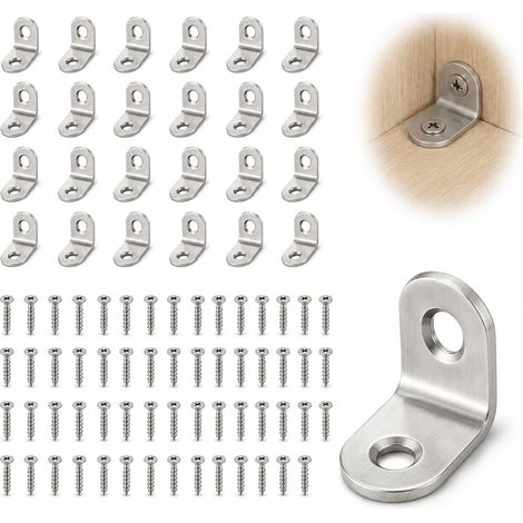 Lot de 30 équerres en L - 20 x 20 mm - En acier inoxydable - 1,8 mm - 90° - 60 vis (1/5)