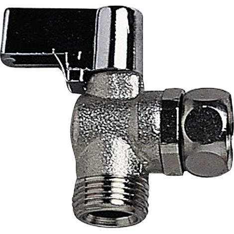 Robinet d'arrêt équerre 1/4 tour en laiton chromé R29 pour chasse d'eau wc, chromé Laiton chromé, 1/4 tour, à visser R29, compatible chasse d'eau WC, Wirquin 10724126, Chromé (1/4)