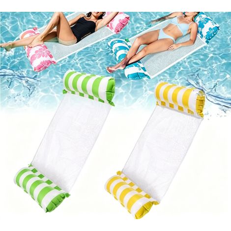 Lot de 2 hamacs gonflables piscine 4-en-1 – Flottants pour adultes et enfants – Capacité 200 kg – Technologie anti-fuite AFDH