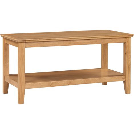 Hallowood Furniture Hereford Large Coffee Table with Shelf, Wooden Solid Oak Rectangular Centre Living Room Tables with Storage, Perfect as Office, Lounge or Living Room Furniture (1/5)