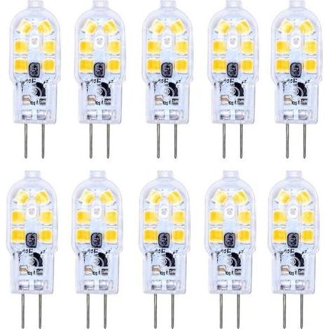 TAISHENGDA G4 12V 2W LED-Lampe, Kaltweiß 6000K, 200 lm, entspricht einer 10W/20W G4-Halogenlampe (bipolar), 12V AC/DC G4 LED-Lampe für Wohnmobil/Dunstabzugshaube, nicht dimmbar, 10er-Packung (1/5)