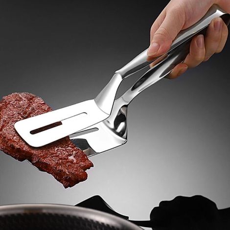 Espátula de acero inoxidable para cocinar, pinzas para carne para barbacoa -Crezuo