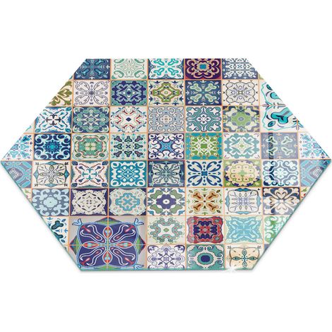 Plaque en verre trempé de sol décorative de sol avec impression sous cheminée Motifs mosaïques sur carreaux h40 cm (1/5)