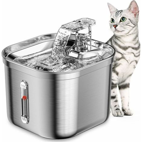 Fontaine a Eau Chat, 2.2L Fontaine INOX, Pompe à Eau Ultra-Silencieuse, Distributeur Eau Chien Lavable au Lave-Vaisselle (1/5)