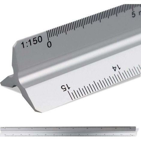Règle d'architecte triangle à échelle de 30cm, Échelle: 1:20-1:25-1:50-1:75-1:10 Matière: Aluminium, Scalimètre (Thirty) (1/4)