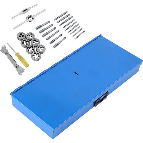 Jeu de 32 tarauds et filières en acier allié à pas grossier M3-M12 avec clé et jauge de filetage - Outils à main (1/5)