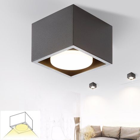 GBLY Focos de techo LED , focos de superficie negros - Focos de techo de superficie con LED blanco cálido GX53, foco de techo cuadrado de 5 W, foco de superficie ajustable (sin fuente de luz)