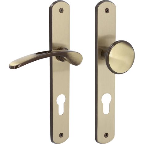 Südmetall Türgriff-Garnitur Langschild Amos PZ Messing brüniert bronze Drücker links 225 x 37 mm