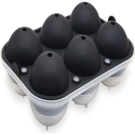 Moule à glaçons en silicone à 6 cavités avec couvercle -Grand moule à glaçons noir (1/5)