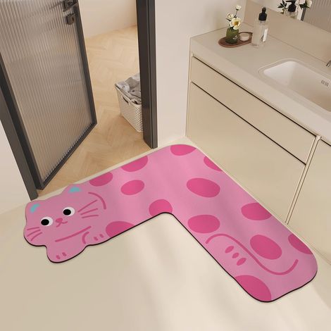 Set Tapis Angle Toilette SDB Forme L Pratique Séchage Rapide Couleur Unie 90 par 90 cm