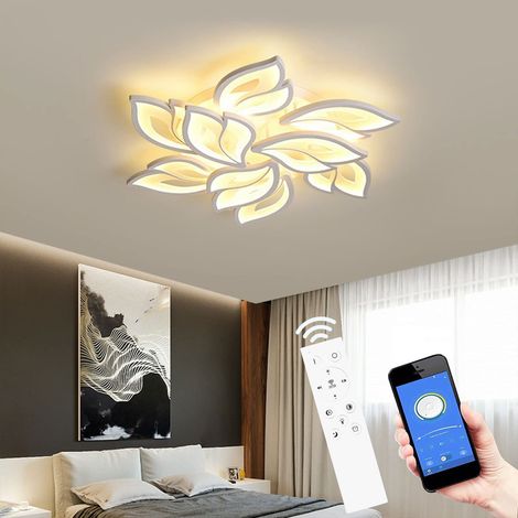 Plafonnier LED avec application réglable, lampe de salon, chambre à coucher avec télécommande changement de couleur lampe de plafond moderne économie d'énergie éclairage de plafond pour salon, chambre (1/5)