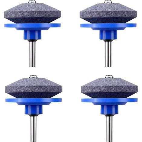 Lawnmower Sharpener, 4 PCS Universal Lawnmower Rotary Blade Sharpener Garden Grinder Wheel Stone for Electric Drill Hand Drill Repair Kit (1/5)