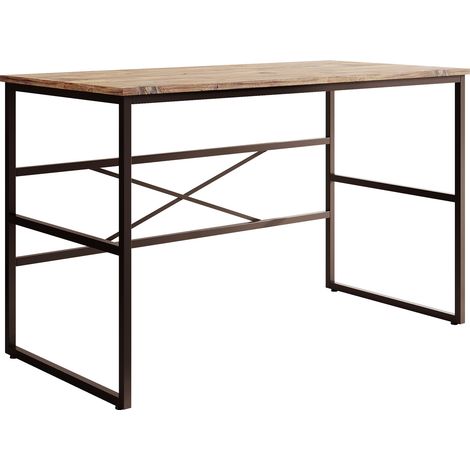 Schreibtisch  Computertisch  Bürotisch  Industrie-Design  Büromöbel  Laptoptisch  Gestell aus Metall Matt Schwarz und Holz-Optik  Modell Factory M2  120x75x60cm