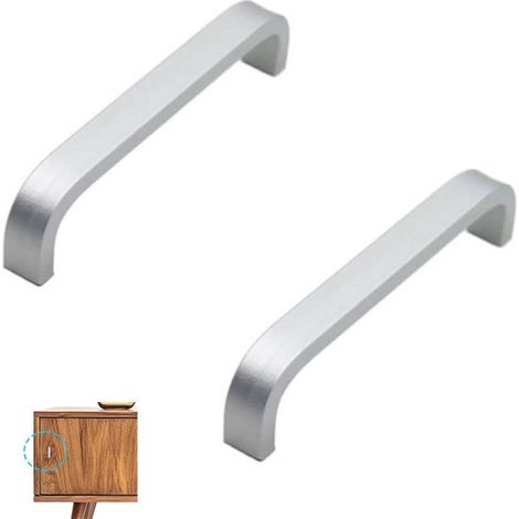 Grande poignée carrée en acier inoxydable, boulons de montage inclus, entraxe 128 mm (13,4 cm). (1/5)