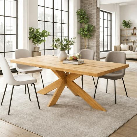 Table extensible bois huilé bords droits pied bois 220 cm PALERME