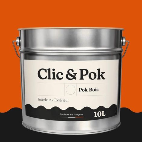 Peinture Bois Extérieur – POK BOIS - 10L - RAL 2009 - Orangé signalisation- Résistante aux intempéries - Ne s'écaille pas