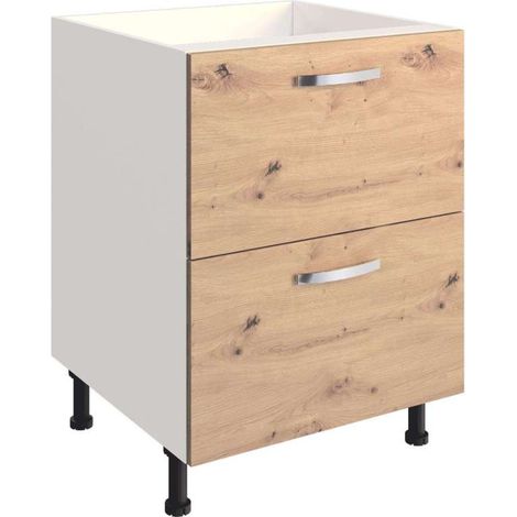 Mueble cocina con 2 gavetas en roble albar. 85 cm (alto) 60 cm(ancho) 58 cm(fondo)