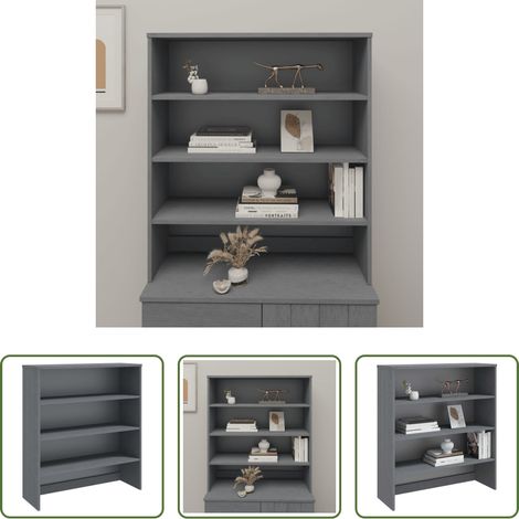 vidaXL Holzschrank - Highboard-Oberteil HAMAR Dunkelgrau 90x30x100 cm Massivholz (1/5)