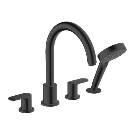 Hansgrohe Vernis Blend - Grifo para borde de bañera de 4 orificios, negro mate 71456670 (1/5)