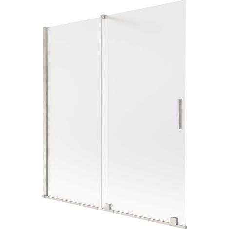 Mexen Velar paravento per vasca da bagno scorrevole a 2 ante 150 x 150 cm, ghiaccio, nichel spazzolato - 896-150-000-31-97 (1/2)
