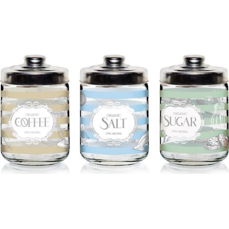 Set 3 Barattoli da Cucina in Vetro Sale Zucchero e Caffè Season 800 ml (1/3)