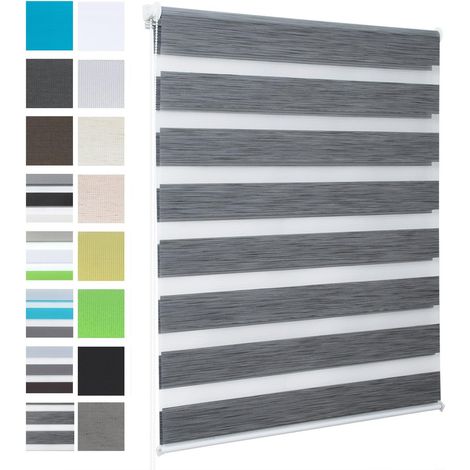 WOLTU Tenda a Rullo Doppio Oscurante per Interni Senza Foratura Avvolgibile Marmo Grigio 50x150 cm