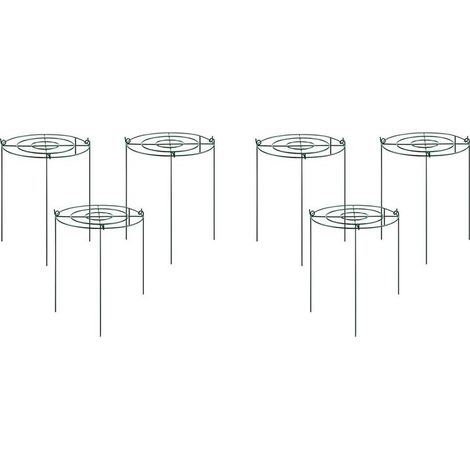6 Sets Pfingstrosen-Stützkäfige, Wachstumsgitter mit Ringen und 4 Füßen, Pflanzenstützschiene, Ring (1/4)