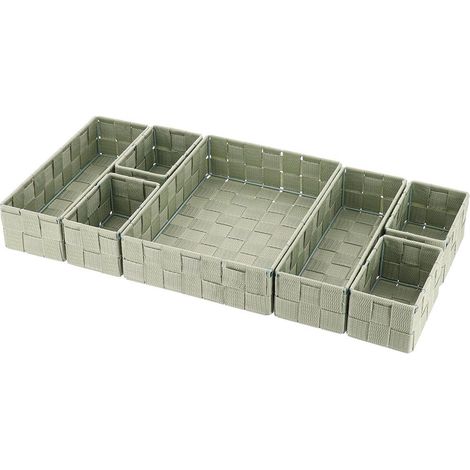 Schubladenorganizer aus geflochtenem polyester 7 aufbewahrungskörbe - salbeigrün - Tendance (1/5)
