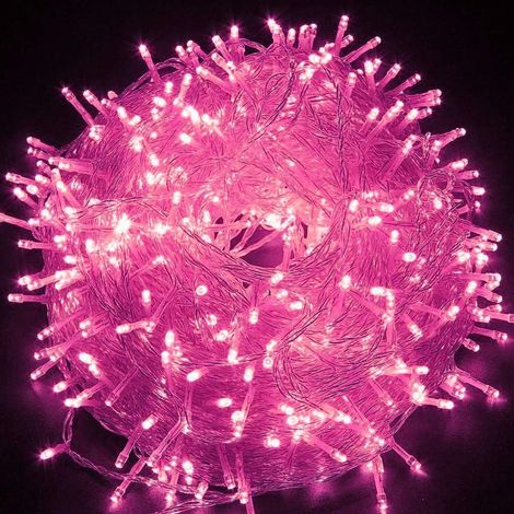 Guirlande lumineuse de Noël, 100 m, 800 LED, pour intérieur et extérieur, avec cordon Style branché (pink) (1/5)