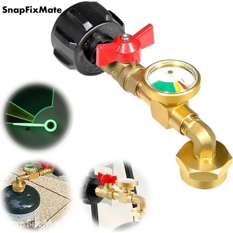 Adaptateur Remplissage Propane, Vanne, Manometre, Bouteille, Plein, Fente, Camp, Cuisine, Robuste (1/5)