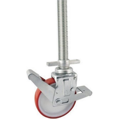 Roulette DE NIVEAU pour ÉCHAFAUDAGE polyuréthane ROUGE Ø 200 mm - 400Kg (1/2)