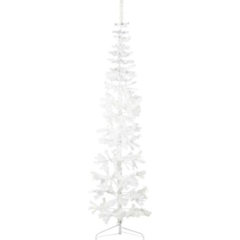 Künstlicher Halb-Weihnachtsbaum mit Ständer Schlank Weiß 240 cm