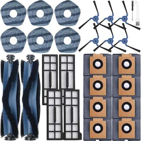 For X10 Pro Omni: 2 Main Brushes, 6 Cleaning Cloths, Side Brushes, 4 HEPA Filters, 8 Dust Brushes, 1 Screwdriver Tool (1/4)