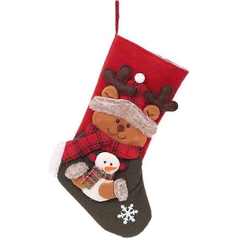 Chaussettes de Noël, sac en tissu pour escalier ou cheminée, décoration de Noël pour la maison, en bois de renne (1/5)