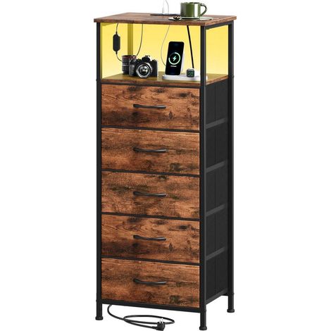 Kommode mit 5 Schubladen, integrierter Ladestation und LED-Beleuchtung (1/5)