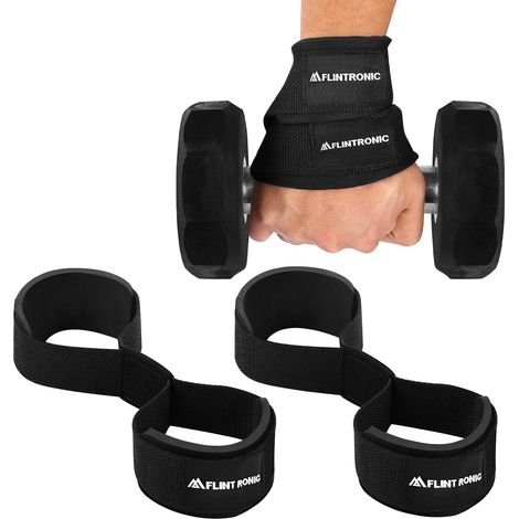 Sangles d'haltérophilie Rembourrées, 8 Sangle De Tirage Musculation, Gym Levage Support de Poignet Bandage, Antidérapante, pour haltérophilie, Soulevé de Terre, Poignets, Noir (1/5)