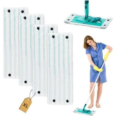 Lot de 4 serpillères en microfibre 49x15cm – Housses de rechange pour Leifheit Clean Twist XL Micro Duo – Nettoyage efficace tous sols (1/5)