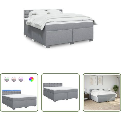 Matratze - Boxspringbett mit Matratze Hellgrau 180x200 cm Stoff (1/5)