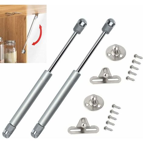 2 Pcs ABS and Zinc Alloy Gas Lift 100N Durable Kitchen Door Lift Rustproof Gas Struts with 5 Screws Maximum Angle 100 Degree for Kitchen Cabinet Door Lift, - (1/5)