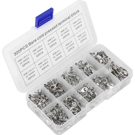 Kit de 320 cosses à anneau non isolées en cuivre pour câbles électriques (OT/UT) (1/5)