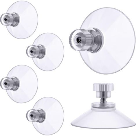 ventouse a visser, 6 Pièces 32mm Ventouses Transparentes avec Filetage, Extra Fortes PVC Plastique Suspension Rideau Isolant Ventouse pour Camping Car, Fenêtre, Salle de Bain, Van (1/5)