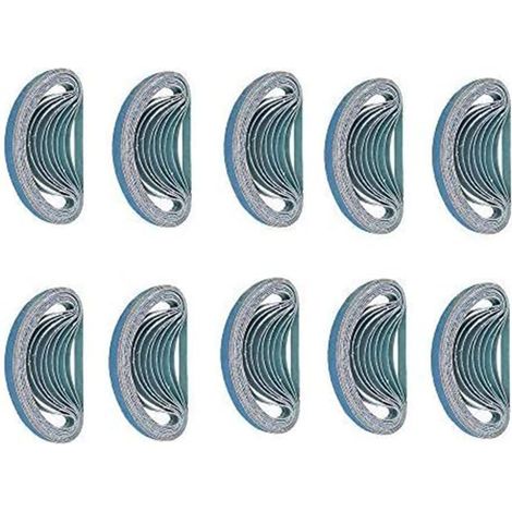 Lot de 10 bandes abrasives grain 120 pour ponceuse électrique - 20 x 520 mm (1/4)